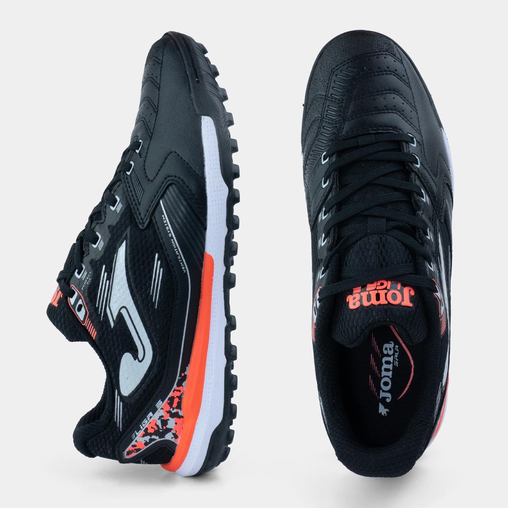 Zapatillas Futbol Liga 5 TURF Negro Naranja