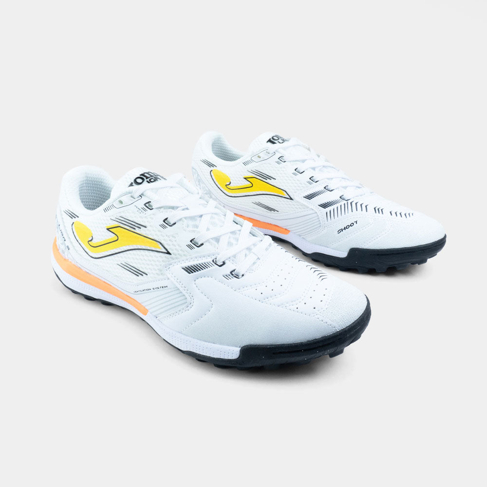 Zapatillas Futbol Liga 5 TURF Blanco Amarillo Negro