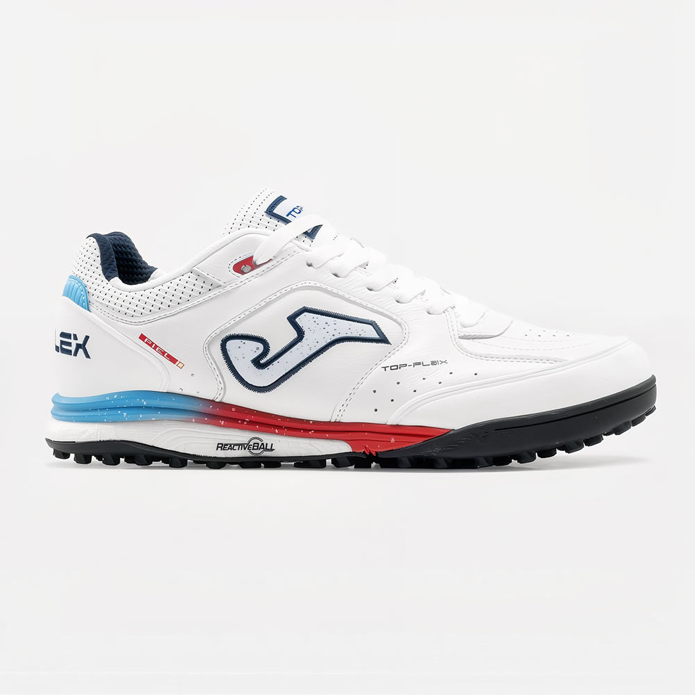 Zapatillas Futbol Top Flex Rebound TF Blanco Celeste Rojo