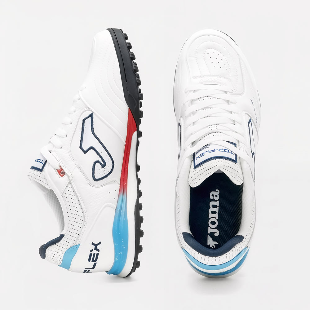 Zapatillas Futbol Top Flex Rebound TF Blanco Celeste Rojo